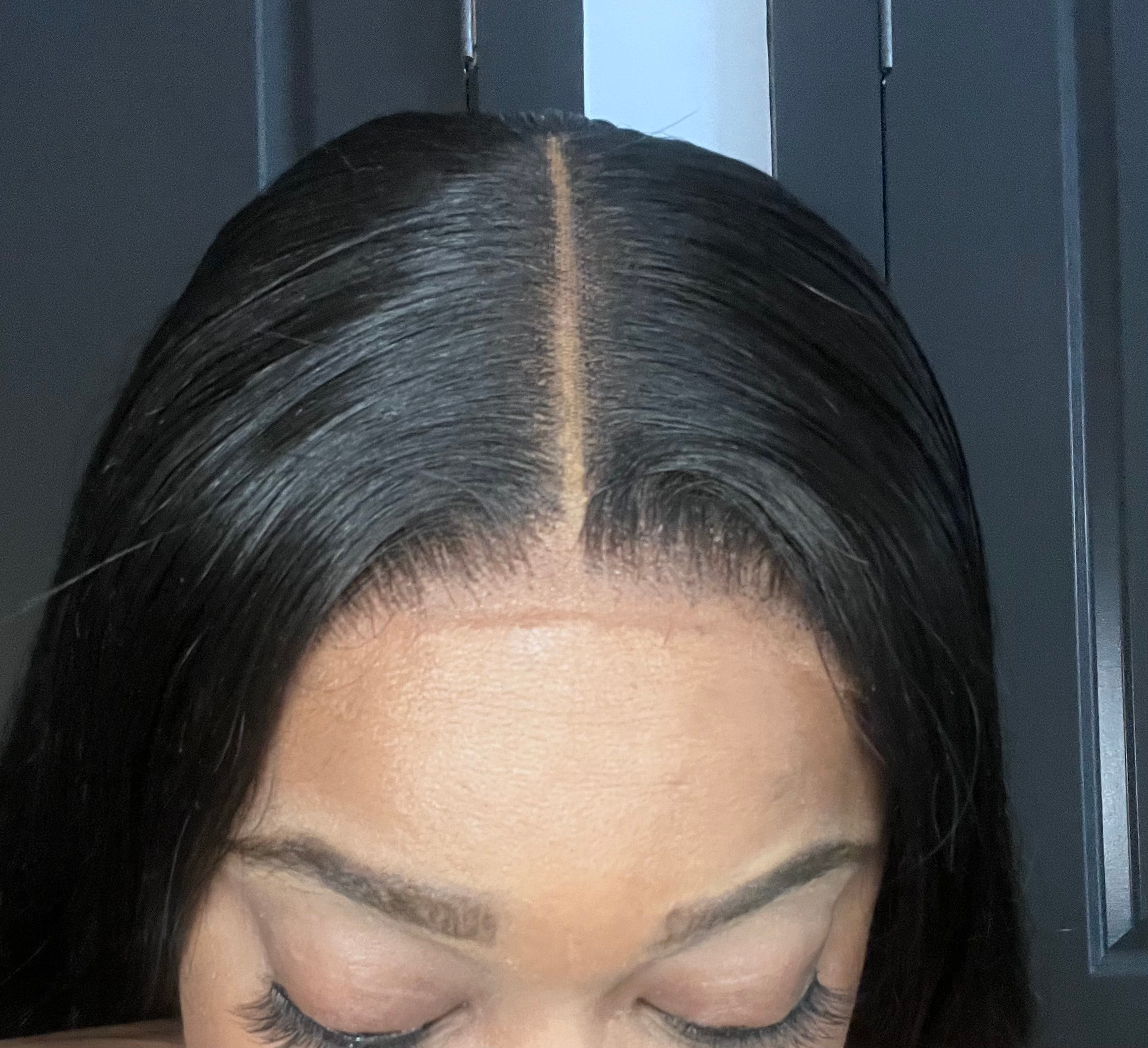 5x5 Lace Closure Wig Straight Human Hair Black Middle Part
