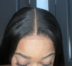 5x5 Lace Closure Wig Straight Human Hair Black Middle Part