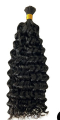 Double Drawn Water Wave Bulk Human Hair