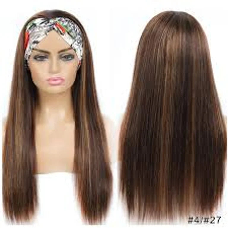 Highlight Straight Colored 4/27 Brown Blonde Headband Wig
