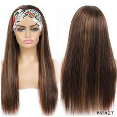 Highlight Straight Colored 4/27 Brown Blonde Headband Wig